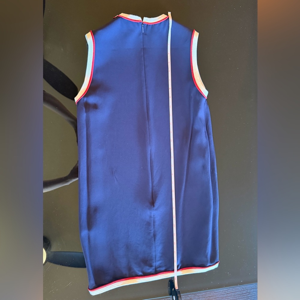 GUCCI - Navy Mini Shift Dress with White and Red Contrast Trim - Picture 6 of 15